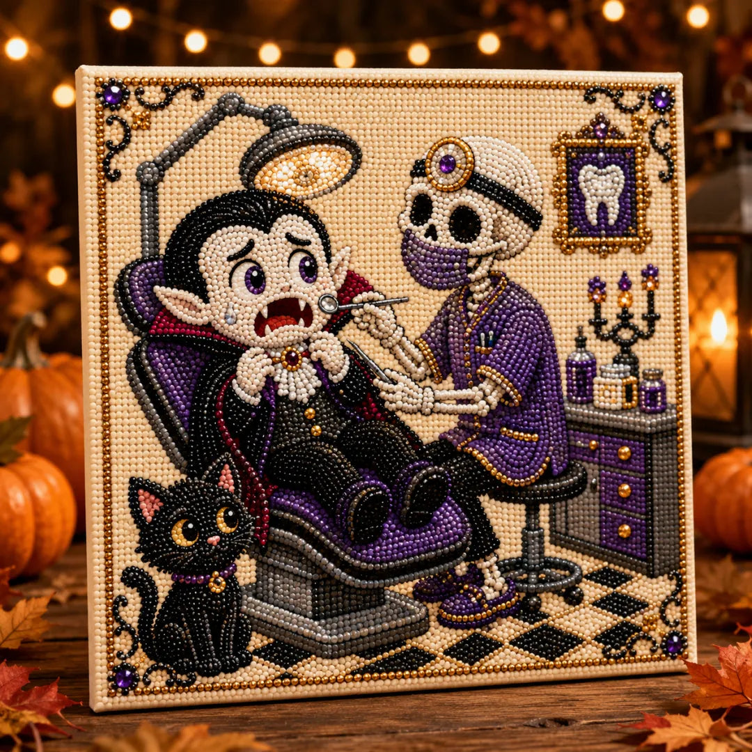 Halloween Ghost Pearl Art DIY Kit, Spooky Cute 3D Diamond-Painting Crafts