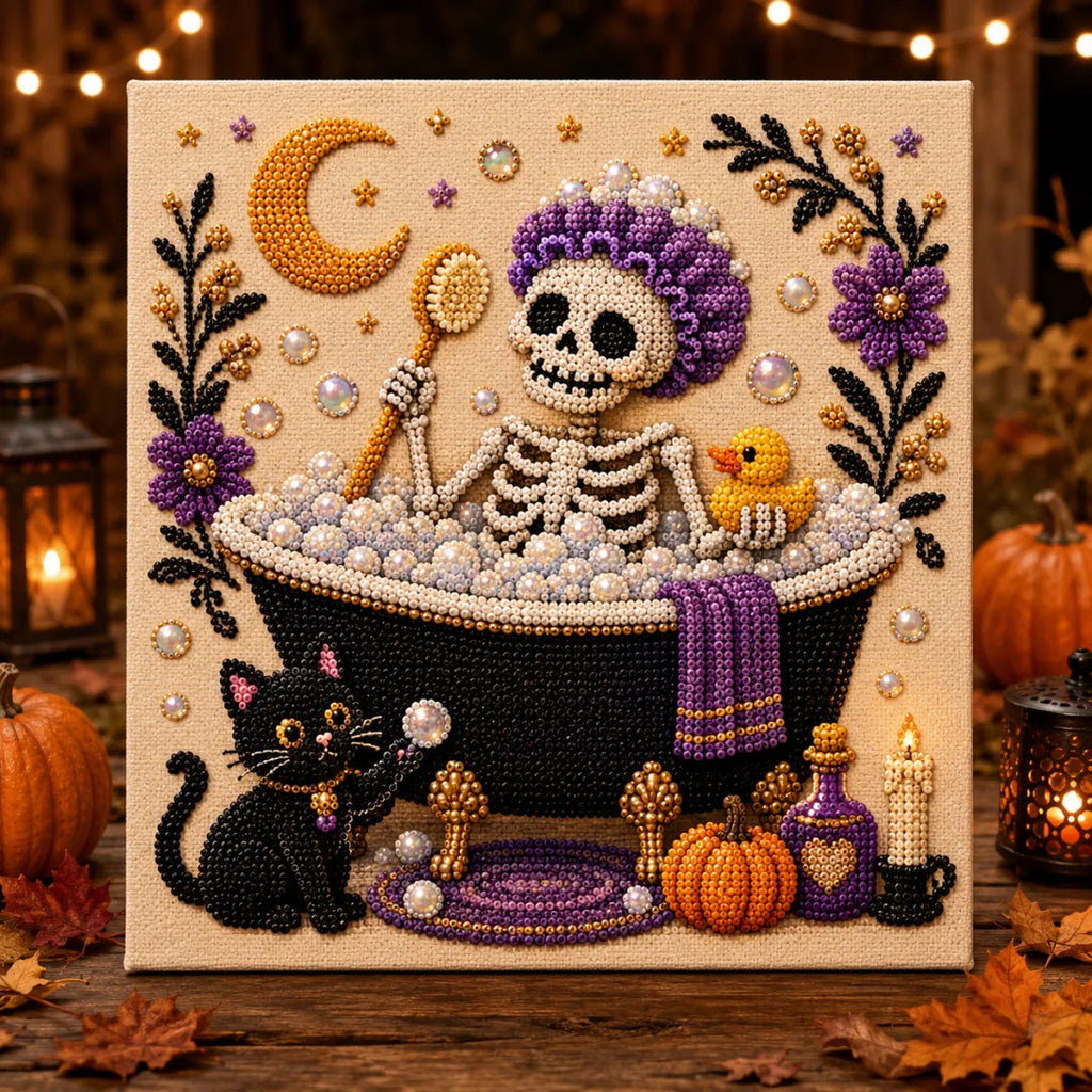 Halloween Ghost Pearl Art DIY Kit, Spooky Cute 3D Diamond-Painting Crafts