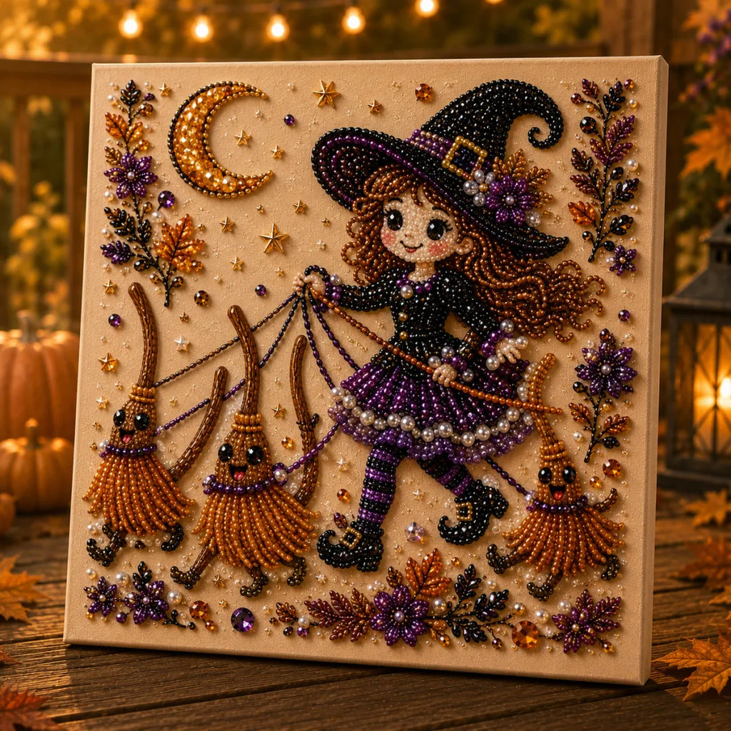 Halloween Ghost Pearl Art DIY Kit, Spooky Cute 3D Diamond-Painting Crafts