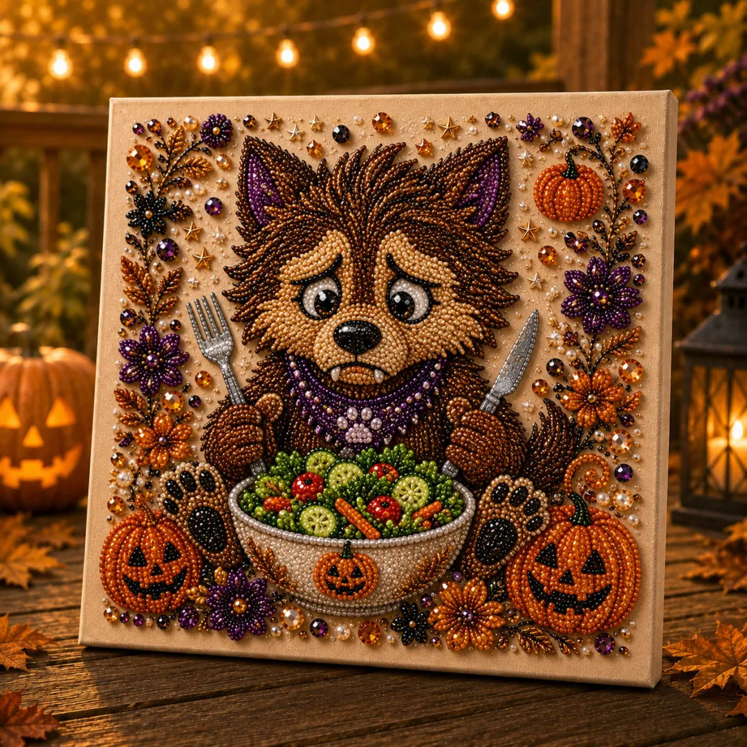 Halloween Ghost Pearl Art DIY Kit, Spooky Cute 3D Diamond-Painting Crafts
