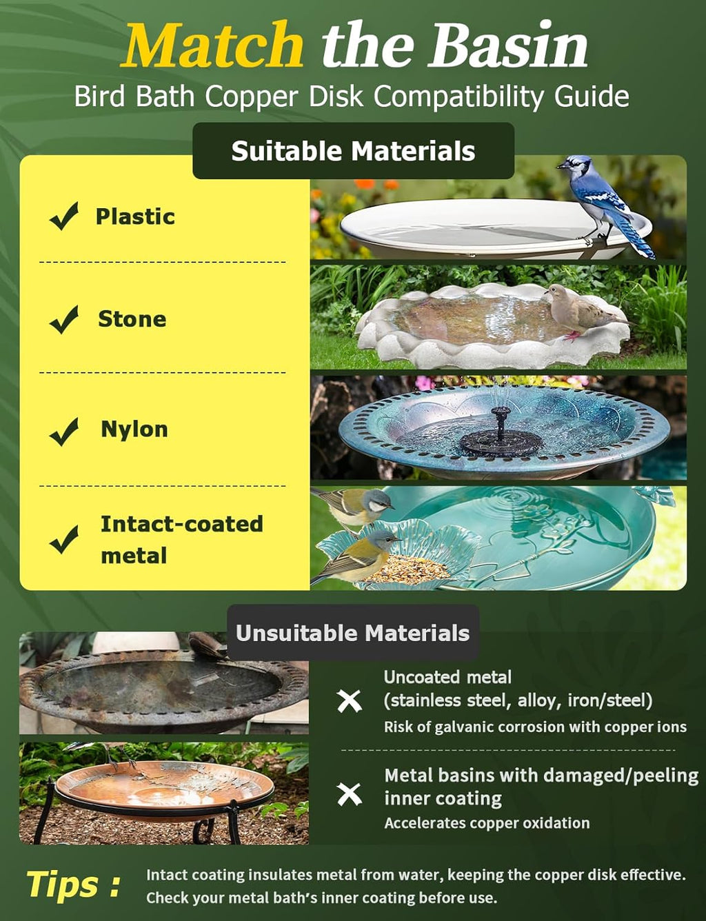 HLGOOD™  Bird Bath Copper Discs Purifies Bird Bath Water